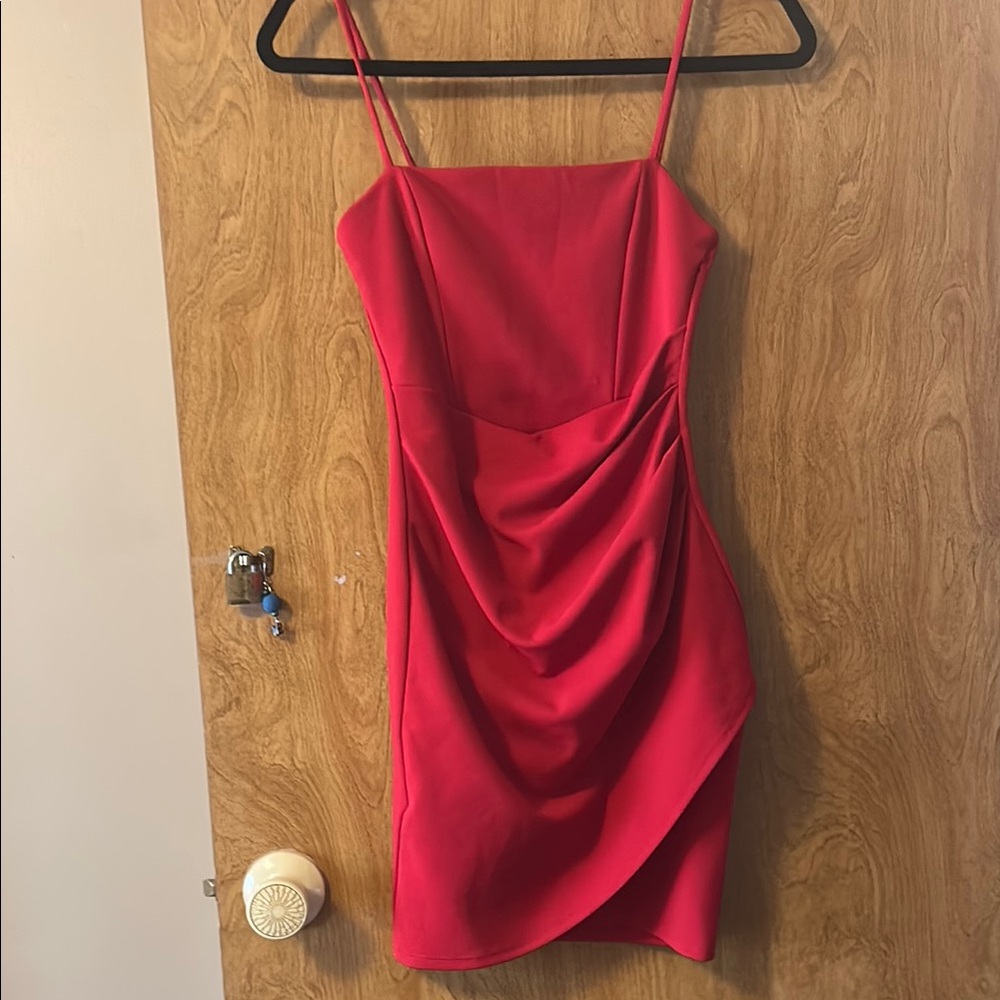 Elegant Red Draped Dress